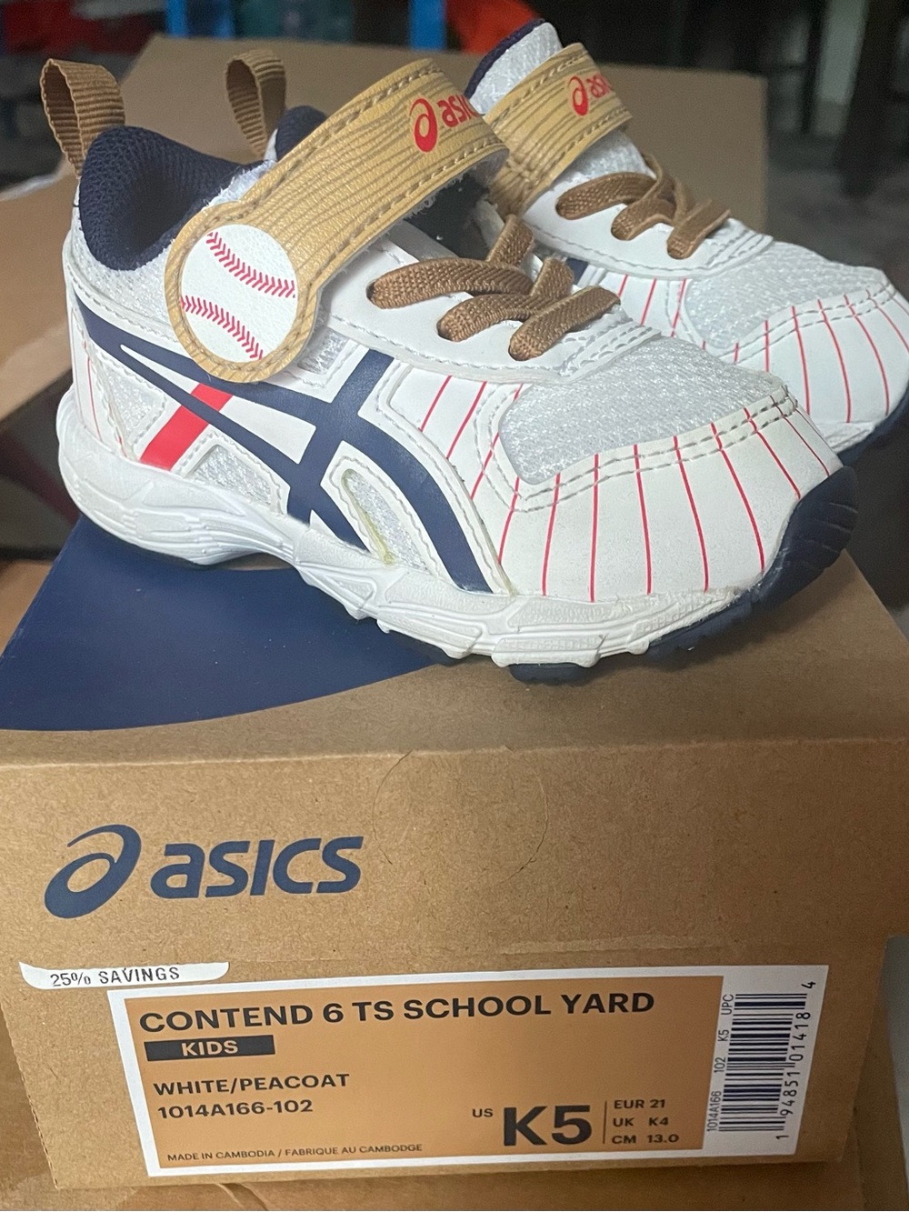 ASICS Kids Contend 6 TS School Yard White/Peacoat Baseball-Style Sneakers